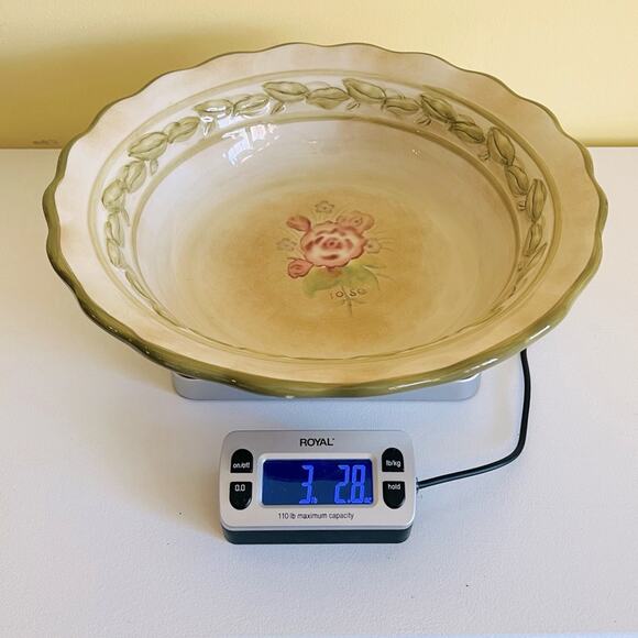 Vtg 222 Fifth Cheri’s Roses Large Serving Bowl Salad Centerpiece Decorative Bowl - Picture 4 of 9